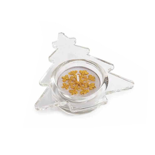 Set 2 candele cu 2 lumanari in cutii cadou Fulg de Nea, Bradut 8,5x9x2 H