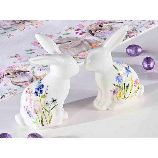 Set 2 figurine Iepurasi Paste portelan 10.5x6.5x14.5 cm