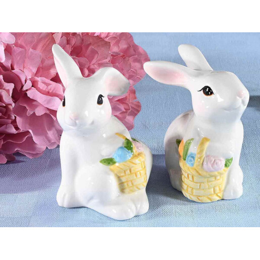 Set 2 figurine Iepurasi Paste ceramica multicolora 7.5x6x9 cm