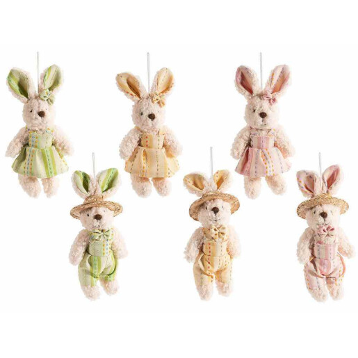 Set 6 figurine Iepurasi Paste textil multicolor 10x6x21 H