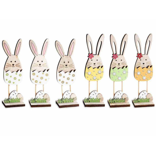 Set 6 decoratiuni Paste lemn multicolor 4 x 3,5 x 14,5 H