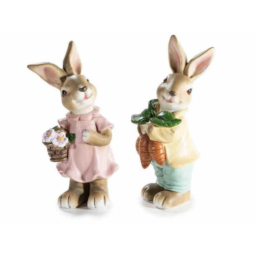 Set 2 figurine Iepurasi Paste polirasina multicolora cm 7 x 5 x 13 H