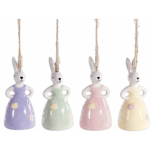 Set 4 figurine Iepurasi ceramica multicolora 3.5x8 cm