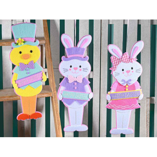 Set 3 figurine Paste textil multicolor 13.5x38 cm