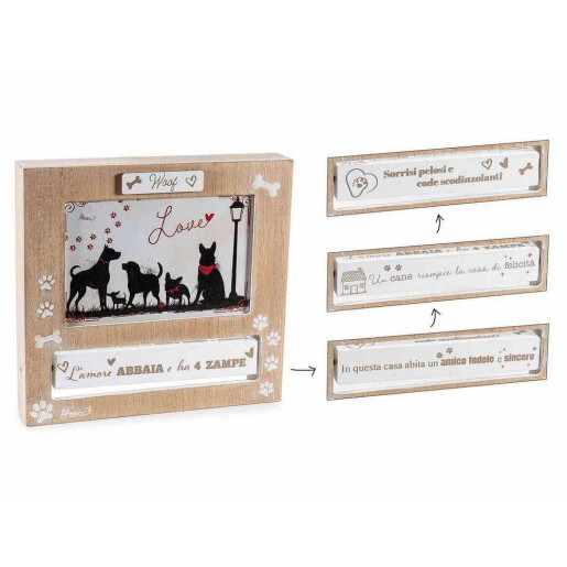 Set 2 rame foto perete, masa lemn multicolor Pisicuta, Catelusi cm 19,5 x 3,5 x 18,5 H, 14 x 9 H