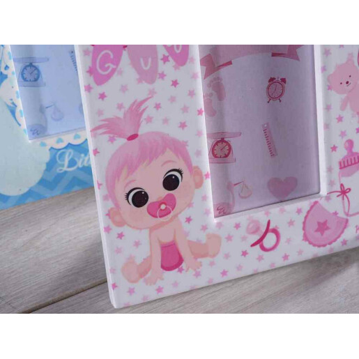 Rama foto masa ceramica alba roz Baby cm 12 x 12,5 H, 5 x 7,5 H