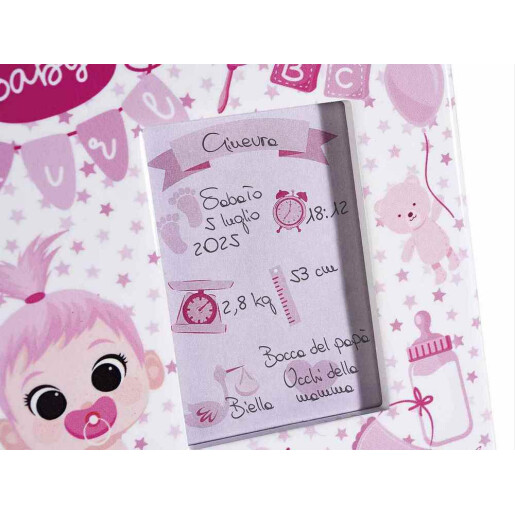 Rama foto masa ceramica alba roz Baby cm 12 x 12,5 H, 5 x 7,5 H