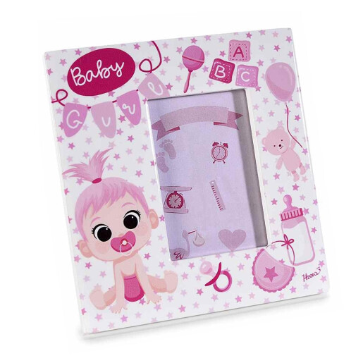 Rama foto masa ceramica alba roz Baby cm 12 x 12,5 H, 5 x 7,5 H
