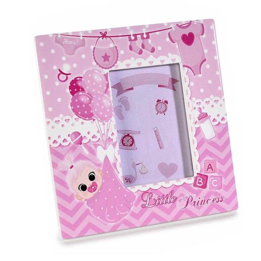 Set 2 rame foto masa ceramica alba roz Baby cm 12 x 12,5 H, 5 x 7,5 H