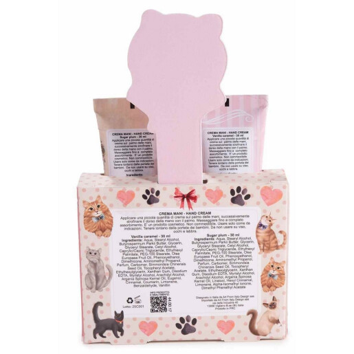 Set 4 creme maini, 2 pile unghii aroma Vanilie si Caramel, Bomboane 10 x 3 x 16 H, 2 x 30 ml