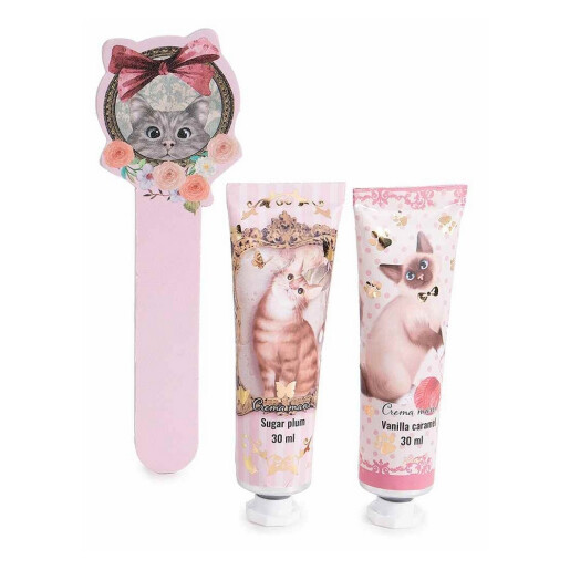 Set 4 creme maini, 2 pile unghii aroma Vanilie si Caramel, Bomboane 10 x 3 x 16 H, 2 x 30 ml