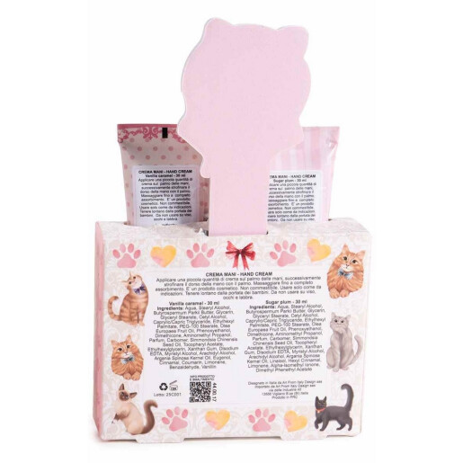 Set 4 creme maini, 2 pile unghii aroma Vanilie si Caramel, Bomboane 10 x 3 x 16 H, 2 x 30 ml