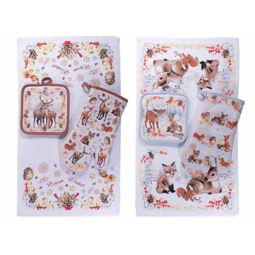 Set textile bucatarie Craciun 38 x 64 H, 17 x 30 H, 18 x 18 H