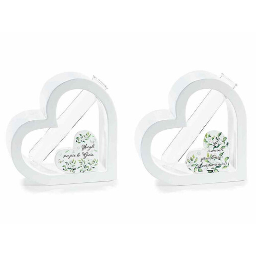 Set 2 vaze flori lemn multicolor Inima cm 12 x 3,5 x 12 H