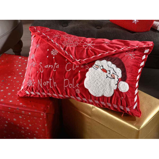 Set 2 perne Craciun textil rosu alb 49x30 cm