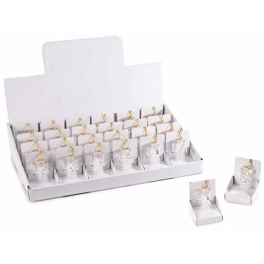 Set 8 ornamente brad Ingeri sticla 3x2.5x4.5 cm