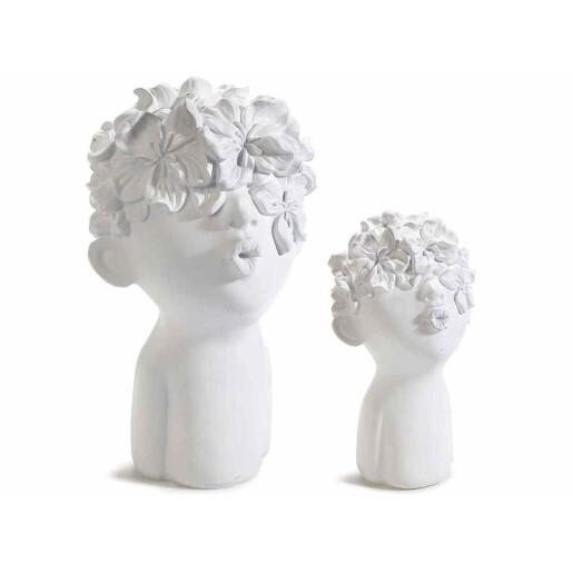 Set 2 figurine Copilasi polirasina alba 17x17x28.5 cm, 11x11x19 cm