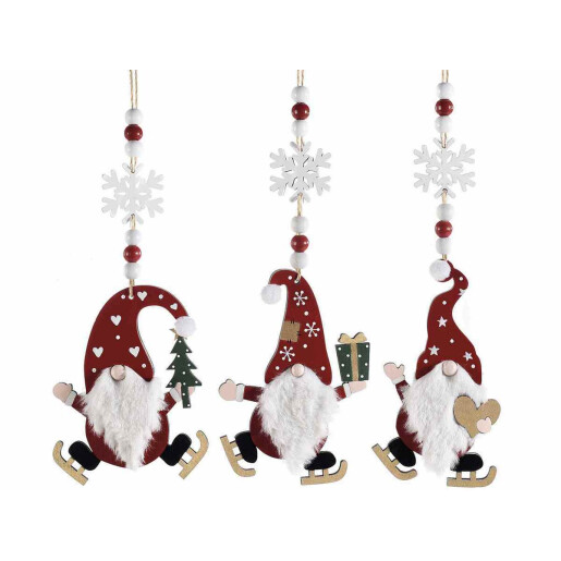 Set 3 ornamente brad Craciun lemn 8x14.5 cm