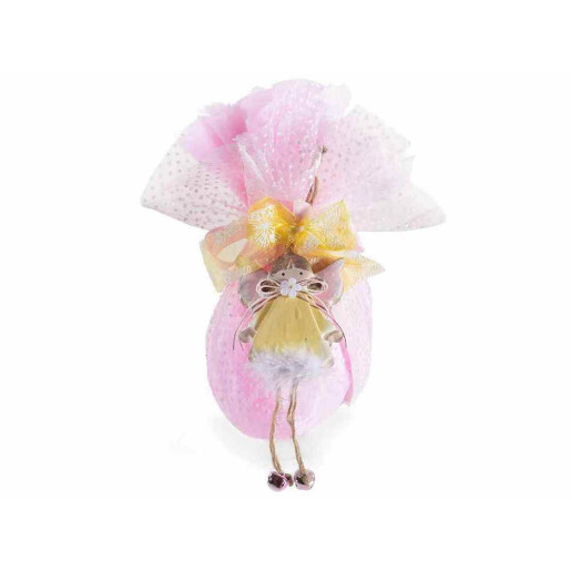 Set 4 decoratiuni Fetita Floare ceramica multicolora Ø 8,5 cm, 14 cm