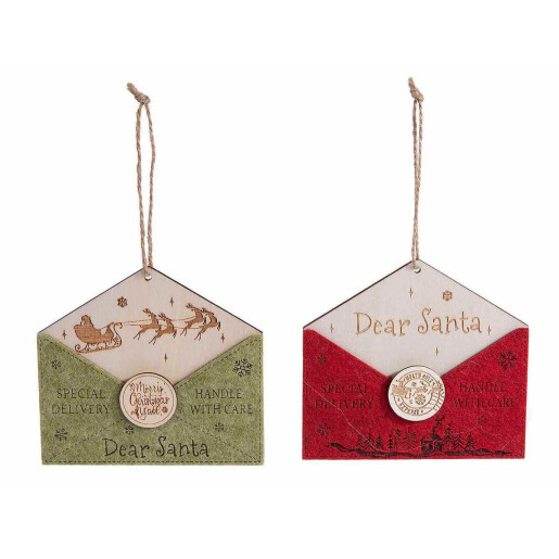 Set 2 ornamente brad Craciun lemn multicolor cm 11 x 10 H