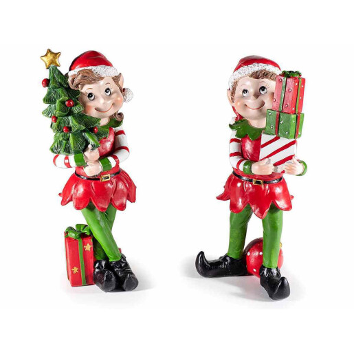 Set 2 figurine Elfi polirasina multicolora cm 9,5 x 8 x 24 H