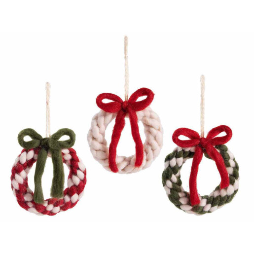 Set 6 ornamente brad Craciun textil multicolor Ø 15 cm