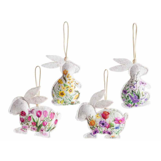 Set 4 figurine Iepurasi Paste textil multicolor cm 8,5 x 12 H