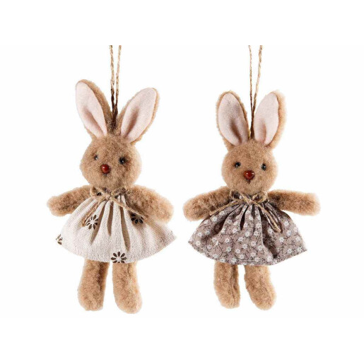 Set 2 figurine Iepurasi Paste textil multicolor 8x16 cm