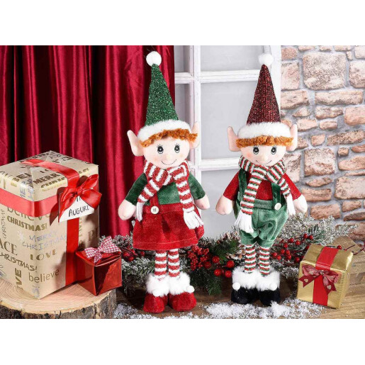 Set 2 figurine Elfi textil multicolor 13x8x42 cm