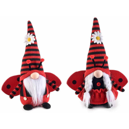 Set 2 figurine Gnomi textil multicolor 21x9x30 cm