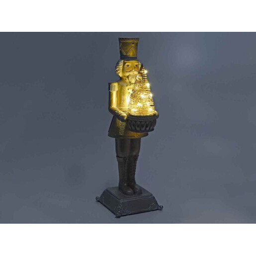 Figurina Spargatorul de Nuci polirasina aurie cu led 9.5x11x31 cm