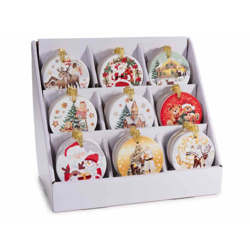 Set 54 ornamente brad Craciun ceramica multicolora Ø 7,5 cm