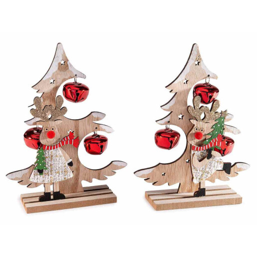 Set 2 decoratiuni Craciun lemn multicolor 17x4.5x21.5 cm