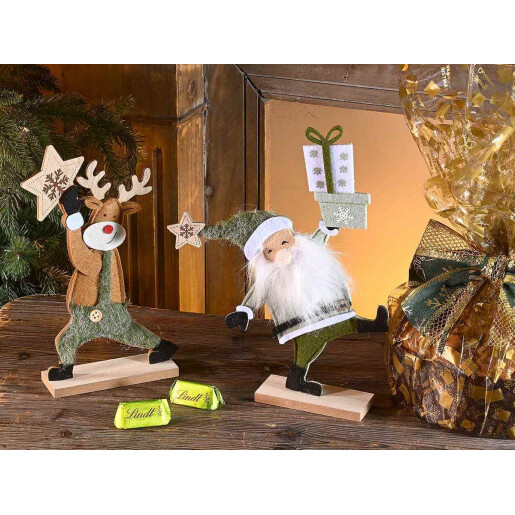 Set 2 figurine Craciun textil multicolor cm 19,5 x 4 x 27 H