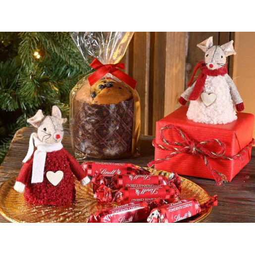 Set 2 figurine Craciun Soricei textil cm 5 x 5 x 8 H