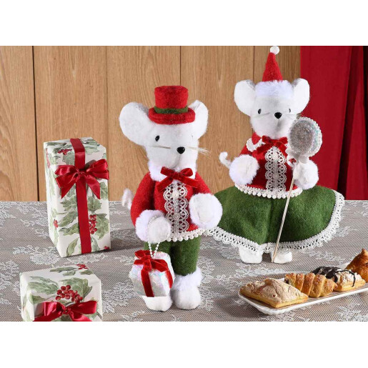 Set 2 figurine Soricei Craciun cm 12,5 x 15 x 30 H
