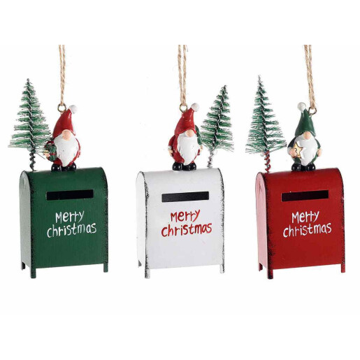 Set 9 ornamente brad Craciun metal 4.5x2.5x11.5 cm