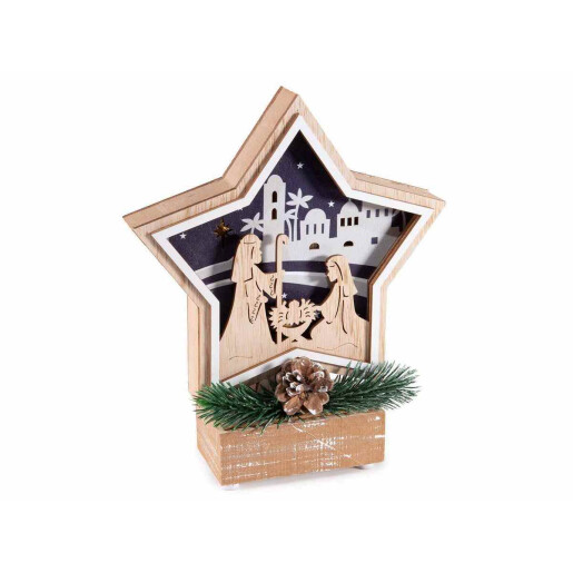 Decoratiune Nasterea Domnului lemn 17.5x5x21 cm