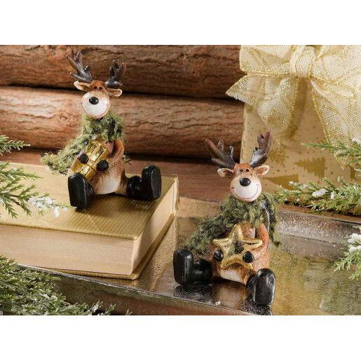 Set 2 figurine Reni polirasina multicolora cm 6,5 x 6 x 10 H