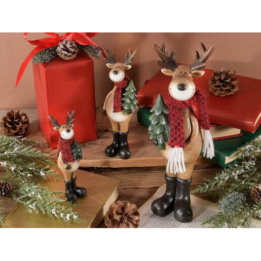 Set 3 figurine Reni polirasina multicolora 9,5 x 9 x 29,5 H, 6,5 x 6,5 x 20 H, 4,5 x 4,5 x 15 H