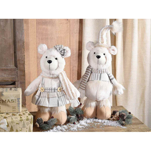 Set 2 figurine Ursuleti textil multicolor 19x11x46 cm