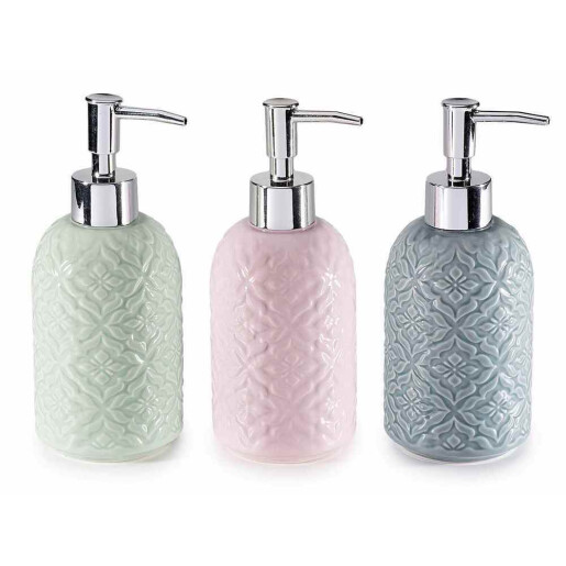 Set 3 dispensere sapun lichid ceramica gri Ø 7,5 cm x 18,5 H, 320 ml