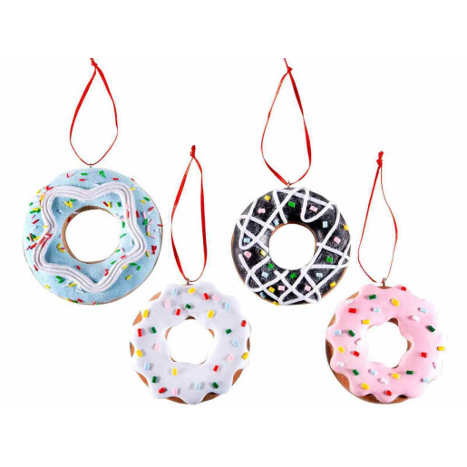 Set 8 ornamente brad polirasina multicolora 8.5 cm