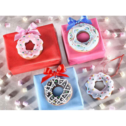 Set 8 ornamente brad polirasina multicolora 8.5 cm