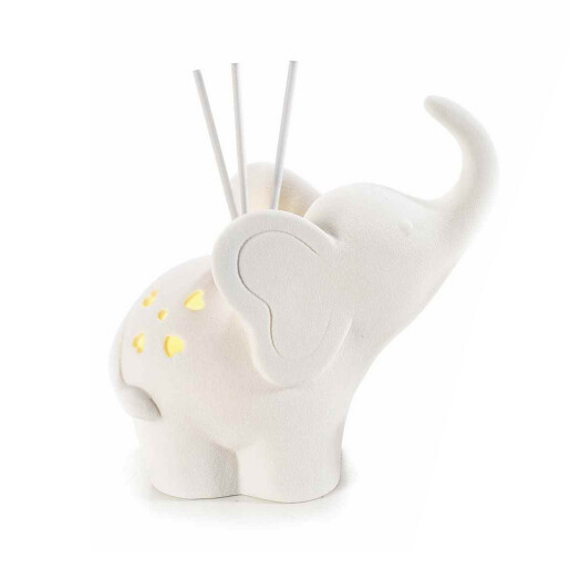 Difuzor parfum camera cu betisoare portelan alb cu led Elefant cm14x8,5x15H