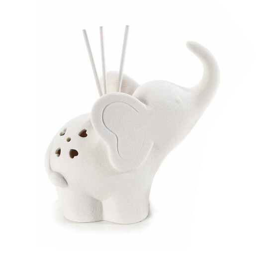 Difuzor parfum camera cu betisoare portelan alb cu led Elefant cm14x8,5x15H