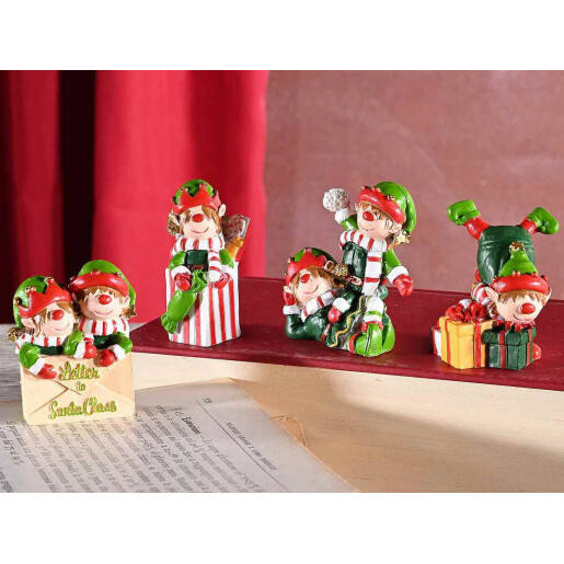 Set 4 figurine Elfi polirasina multicolora cm 4,5 x 3,5 x 5,5 H