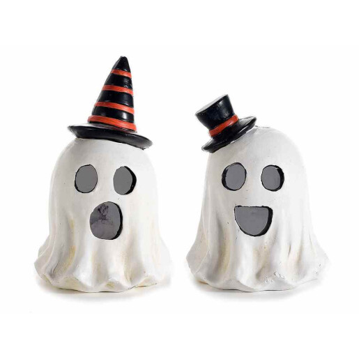Set 2 figurine Halloween Fantoma teracota multicolora cu led Ø 13,5 cm x 21 H
