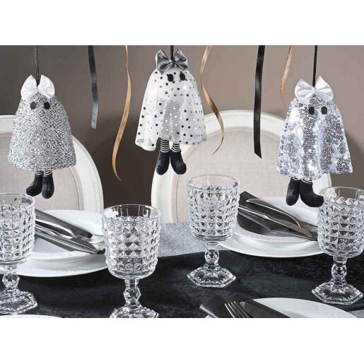 Set 3 decoratiuni Halloween Fantoma textil multicolor cm 17 H