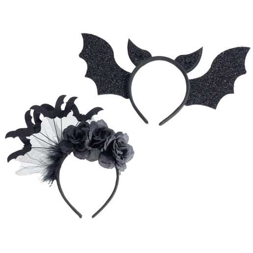Set 2 cordelute Halloween textil negru alb cm 33 x 18 H